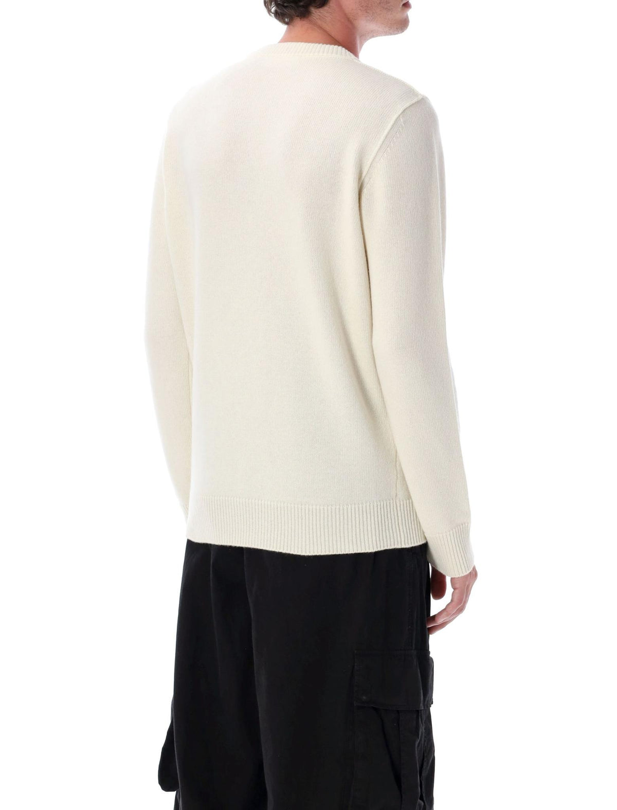 STONE ISLAND Wool Round Neck Knit Sweater Navy Men