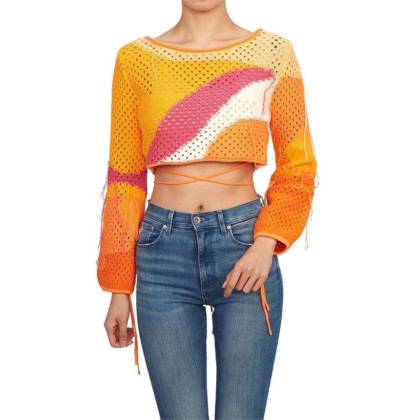 House of Sunny Women’s Cropped Knit Sweater Multi Color