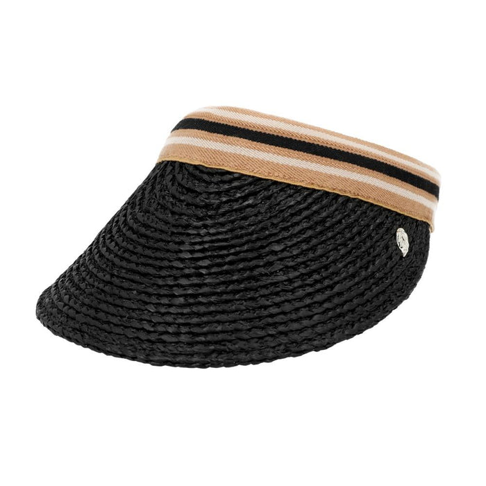 HELEN KAMINSKI Charcoal Black Striped Visor Sun Cap HAT52203 CABS