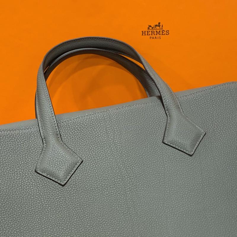 HERMES Victoria Light Brief Case Gris Unisex Tote Bag