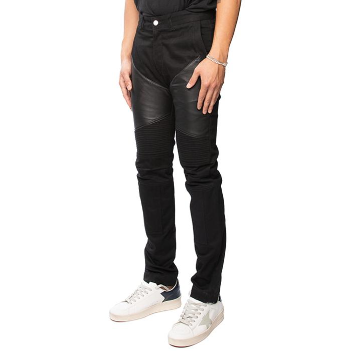 GIVENCHY Leather Zip Detail Black Jeans
