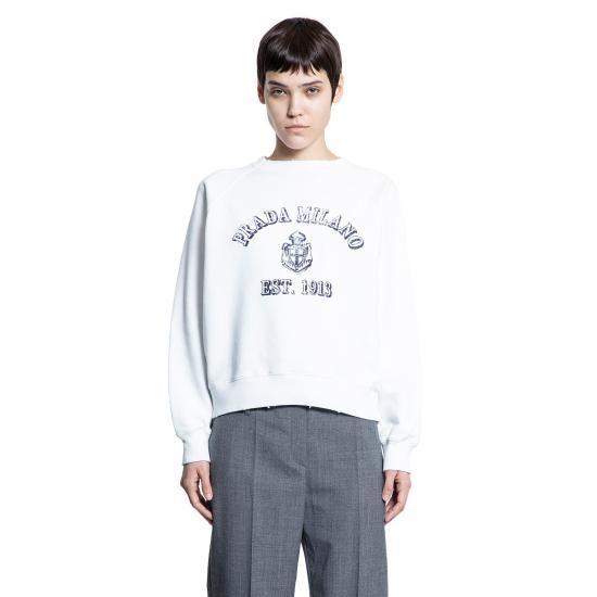 PRADA White Long Sleeve Sweatshirt 134716 16V5 F0009
