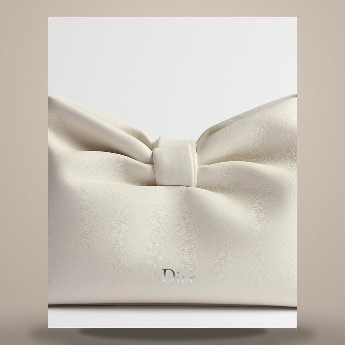 DIOR Small Bow Bag Latte Lambskin Shoulder Bag M0715PUQO M030