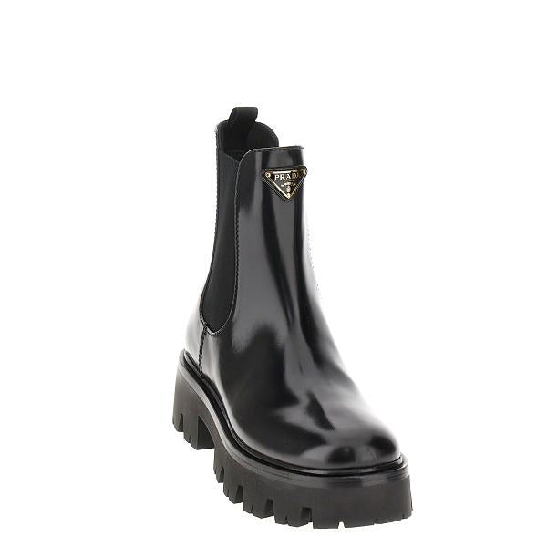 PRADA Black Leather Ankle Boots