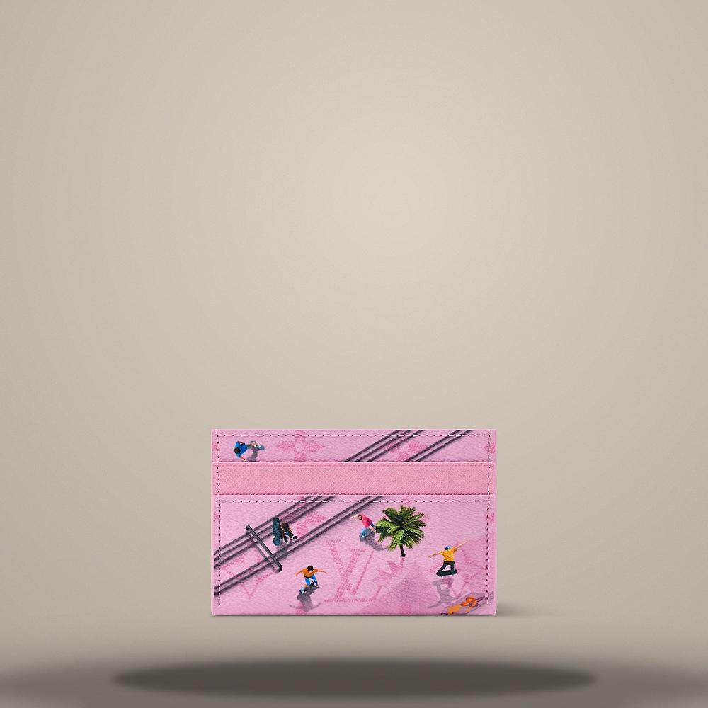 Louis Vuitton Double Card Holder Skateboard Pink Card Wallet M26803