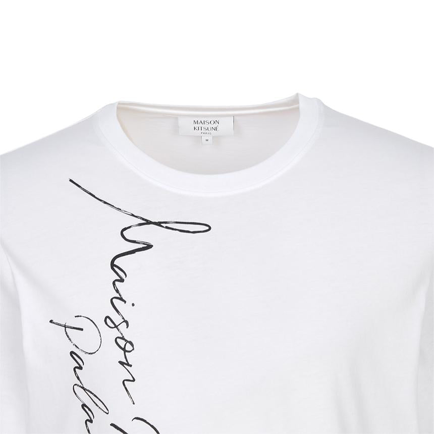 Maison Kitsune Men’s Short Sleeve T-Shirt White Cotton Tee