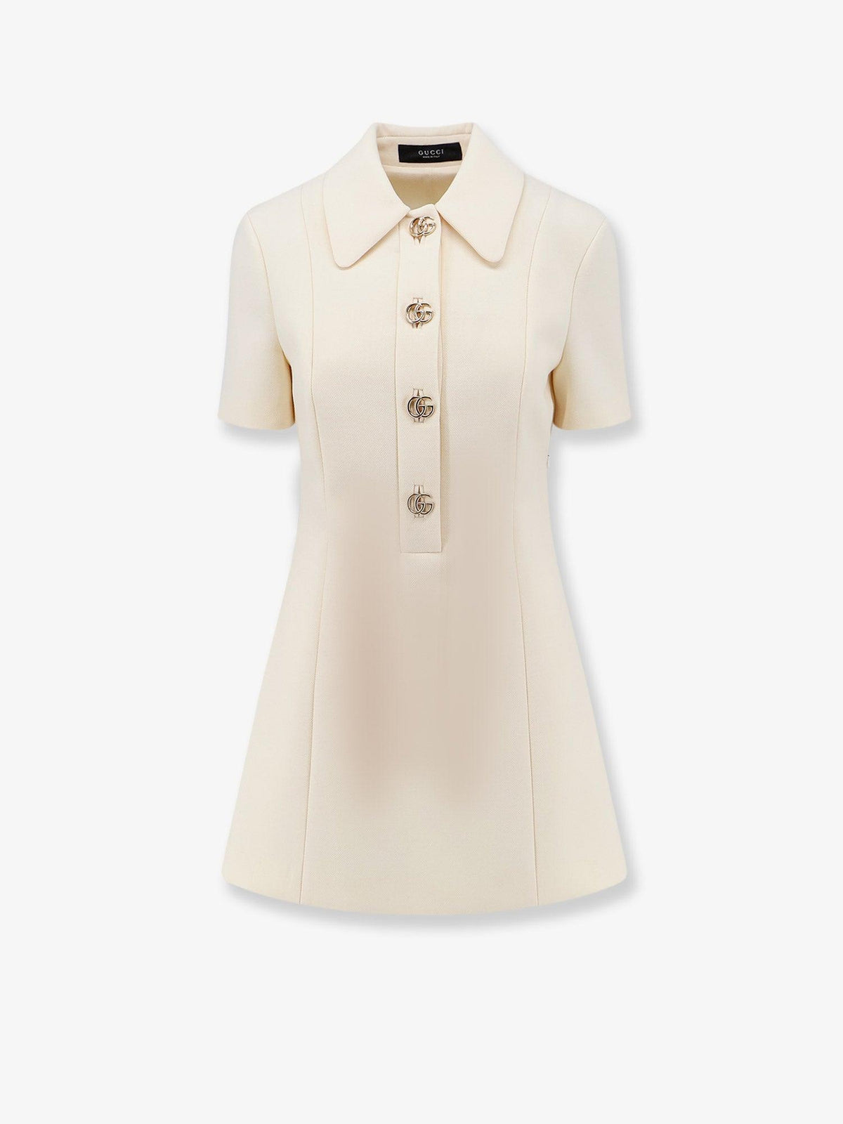 GUCCI Short Sleeve Mini Dress Black Wool Blend