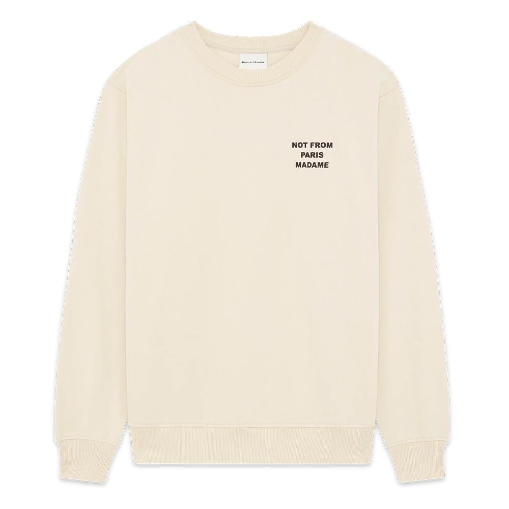 DROLE DE MONSIEUR Classic Slogan Beige Cotton Sweatshirt