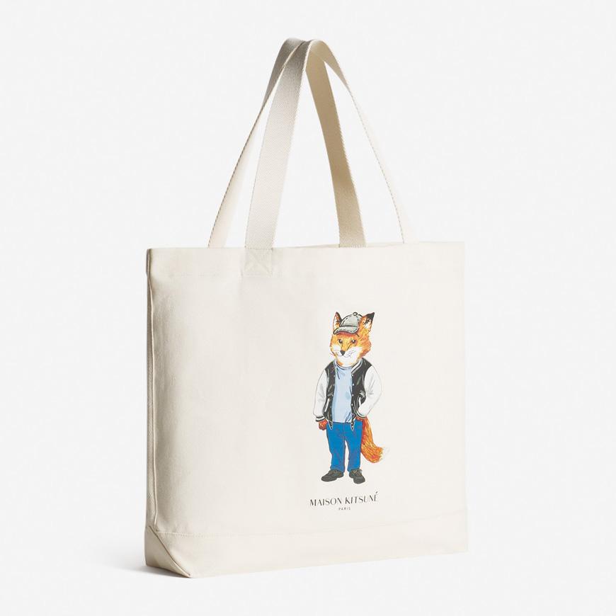 Maison Kitsune Dressed Fox Canvas Tote Bag Beige Unisex PM05107 WW9042 P700