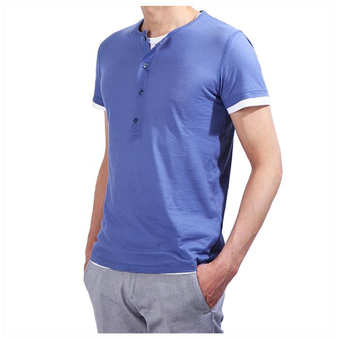 MAJESTIC Layered Henley Neck T-Shirt for Men 15S 04 004 034
