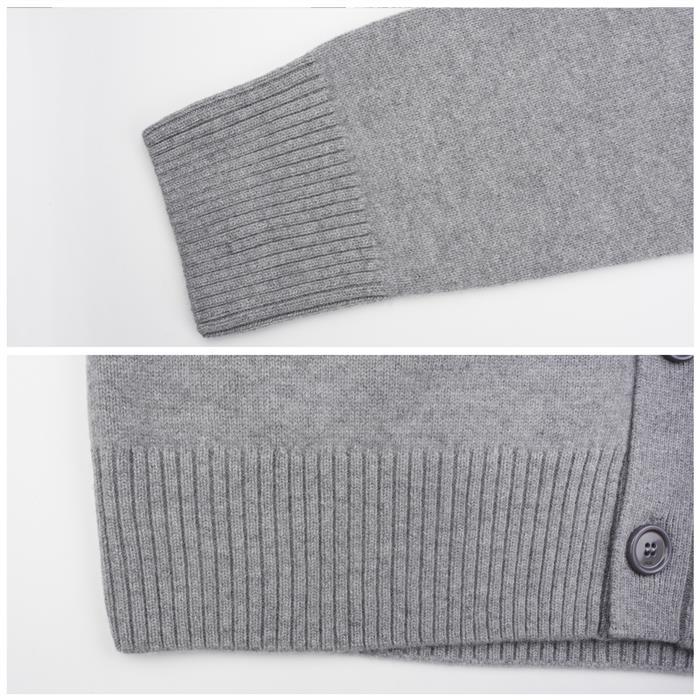AMI Heart Logo V-Neck Cardigan Gray Knit for Men