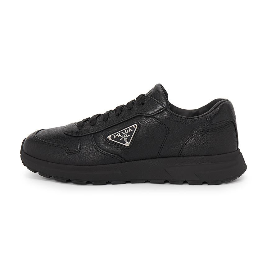 PRADA Black Leather Low-Top Sneakers for Men