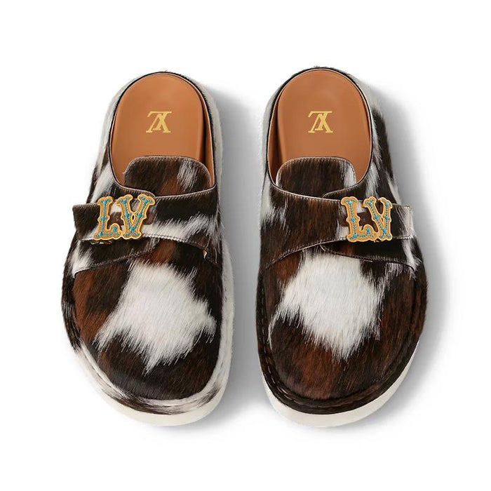Louis Vuitton Men’s Easy Mule Cowhide Pony Slip-On Slippers