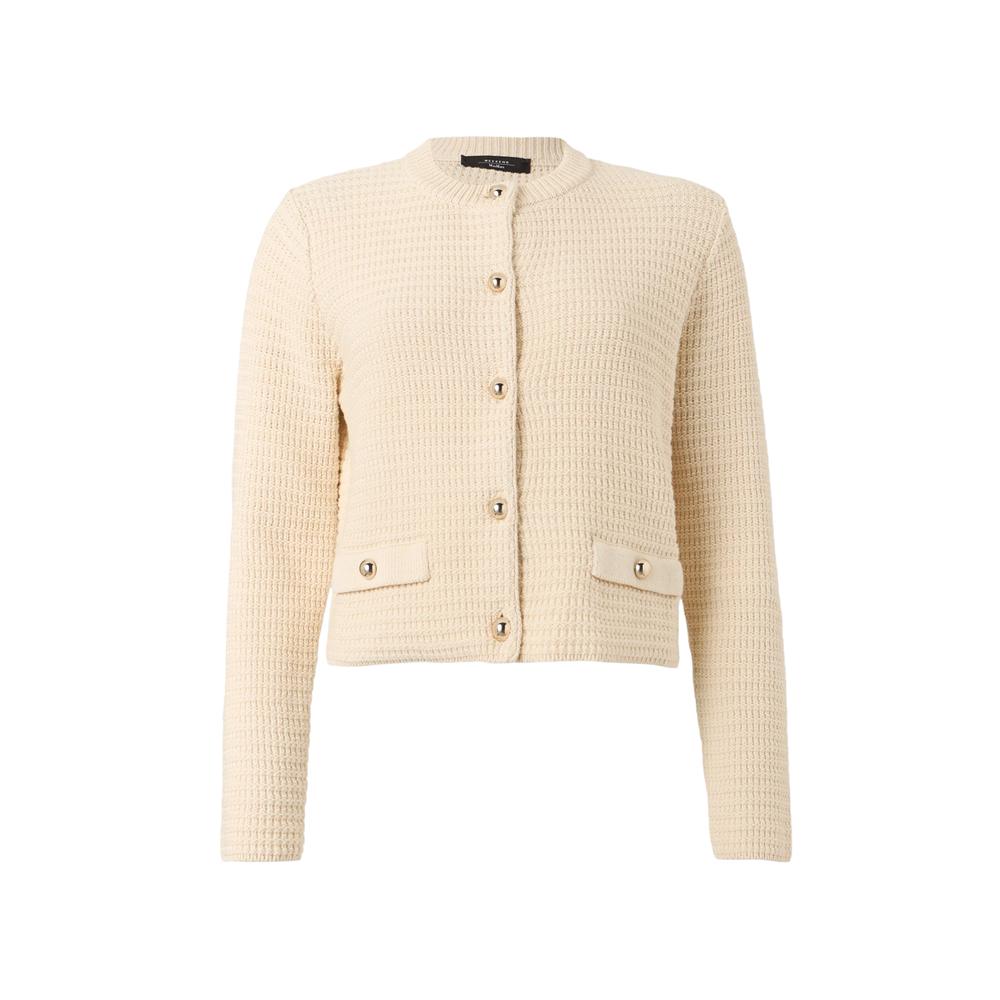 Max Mara Ivory V-Neck Knit Cardigan 2615341041 001