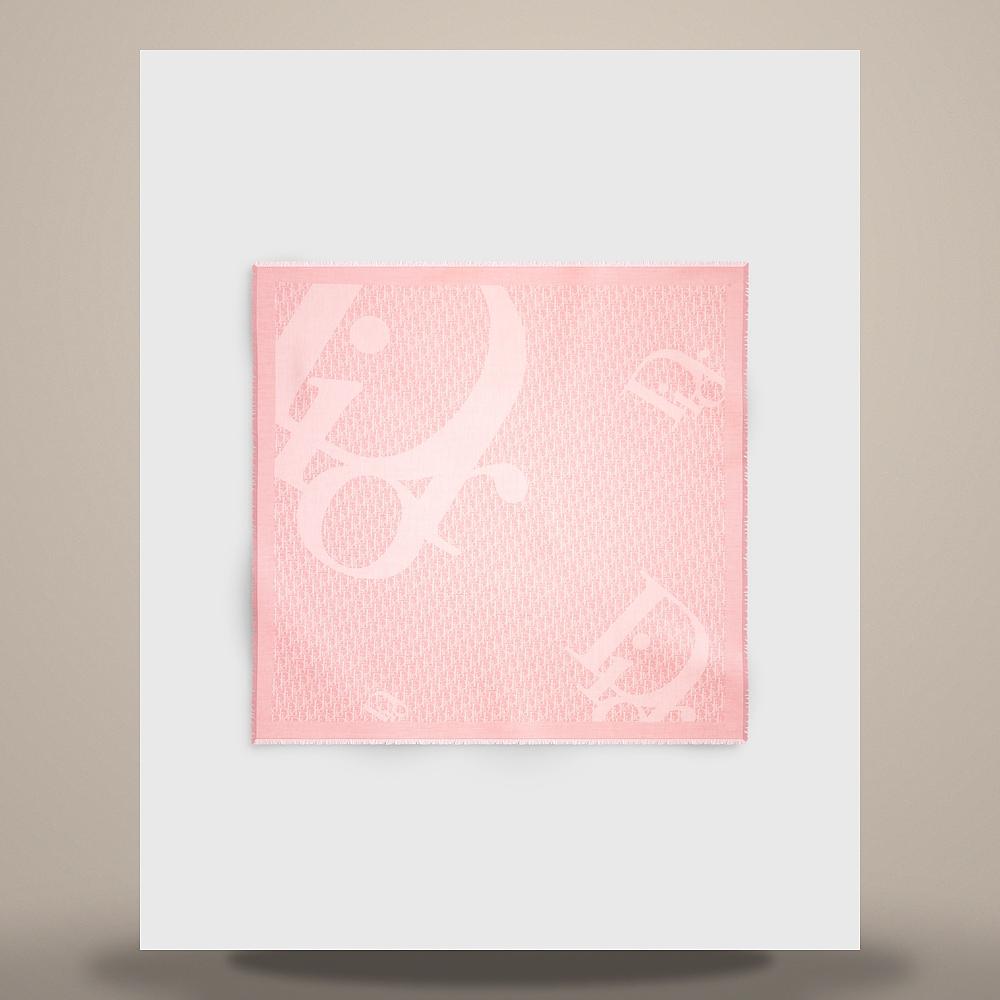 DIOR Pink Cotton Cashmere Silk Jacquard Infinity Shawl Scarf 62TS120I1054 C417