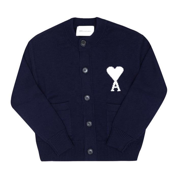 AMI Unisex Big Heart Cardigan Beige Knit