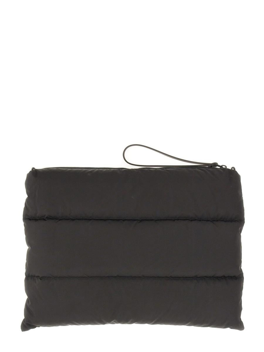 Moncler Black Leather Clutch Bag for Men