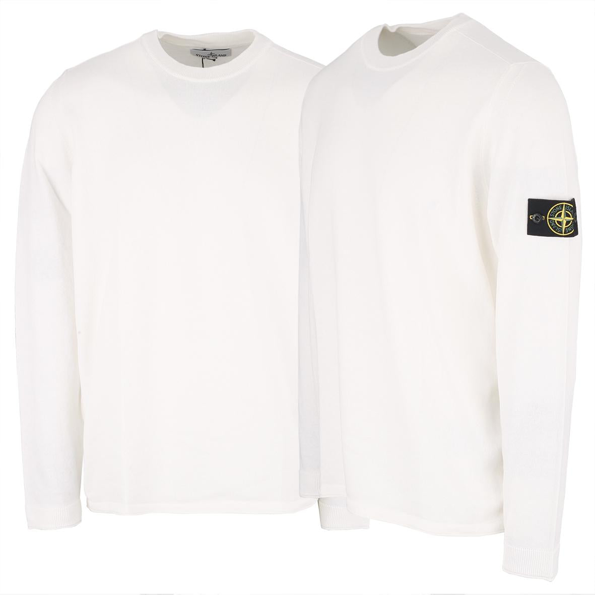 STONE ISLAND Cotton Round-Neck Knit Sweater with Patch Badge