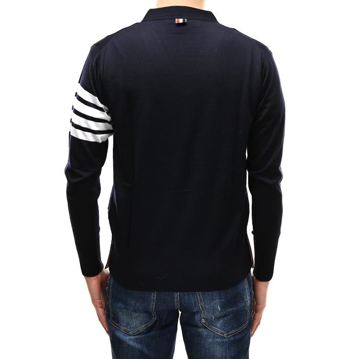 THOM BROWNE Merino Wool 4-Bar Stripe Cardigan Navy Men