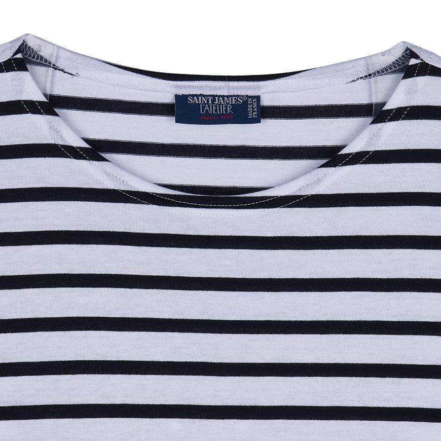 Saint James Striped Cotton Minquiers Modern T-Shirt White/Black Unisex