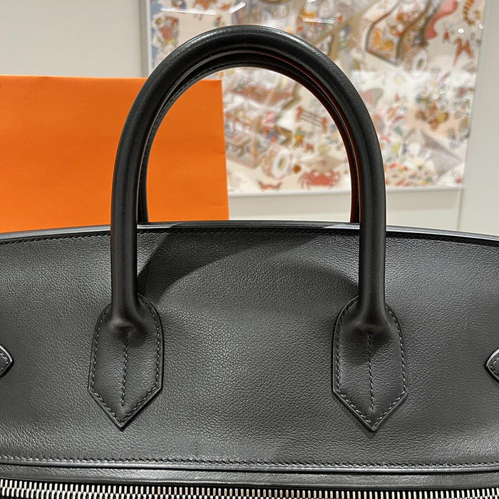 HERMES Birkin 40 Tote Bag Black Gold Hardware Unisex Leather