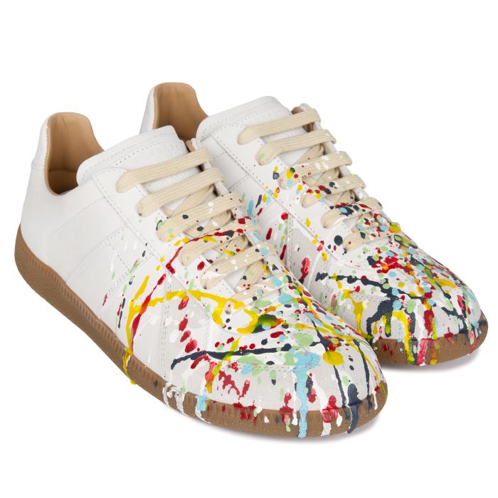 Maison Margiela Painting German Army Low-Top Sneakers White Leather