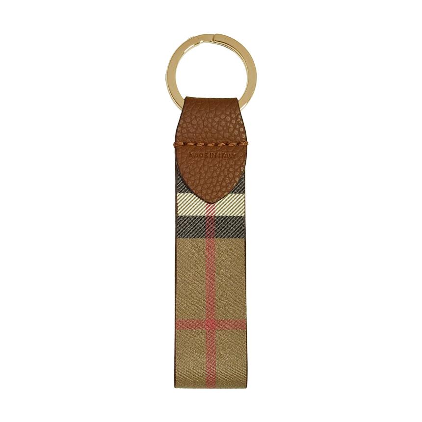 BURBERRY Canvas Check Brown Keyring Key Holder Unisex Accessory 81214491
