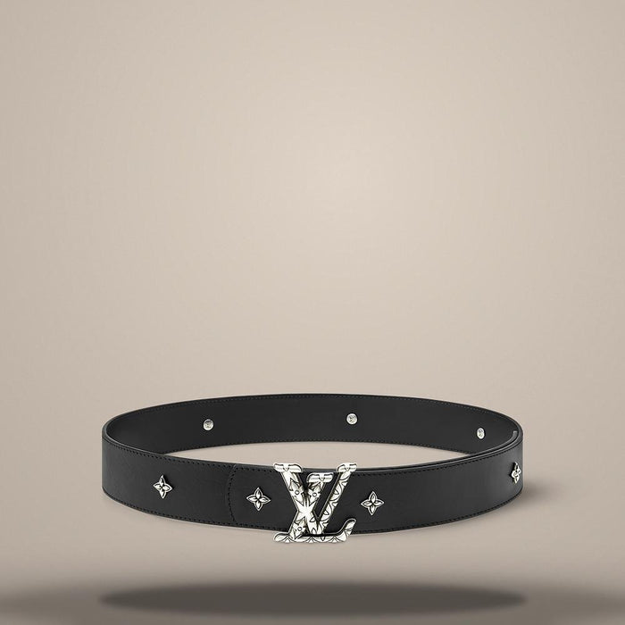 Louis Vuitton Black Flower Stud Reversible Leather Belt 40mm M4648