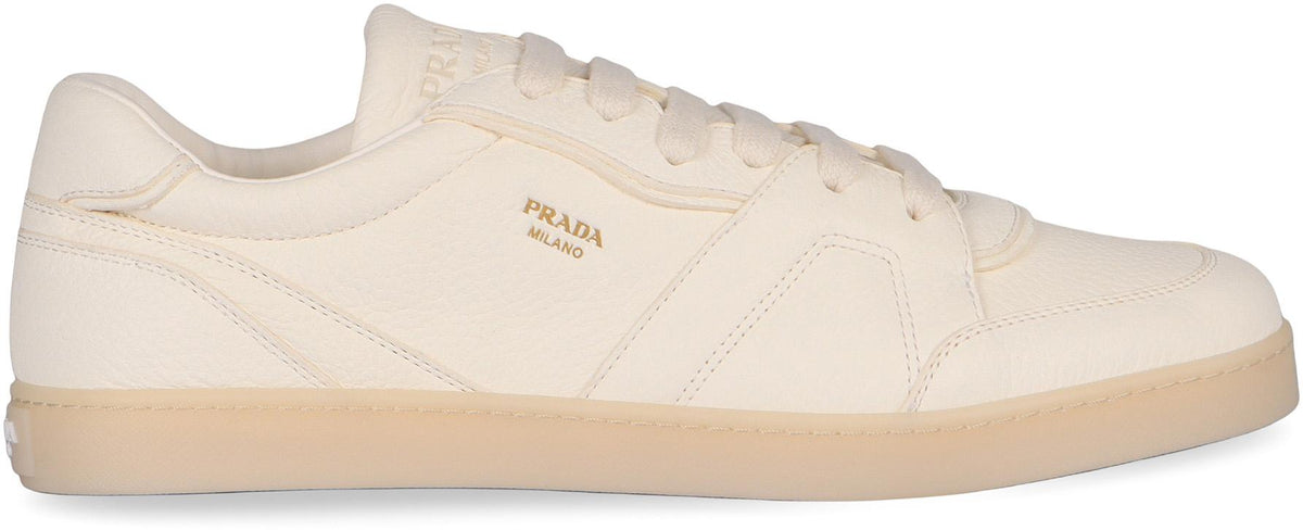 PRADA White Leather Low-Top Sneakers Men’s