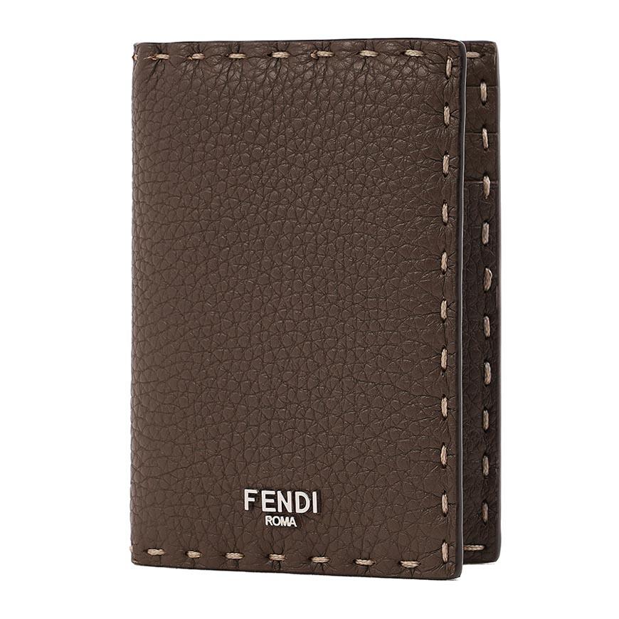 FENDI Men’s Selleria Leather Cardholder Wallet Navy