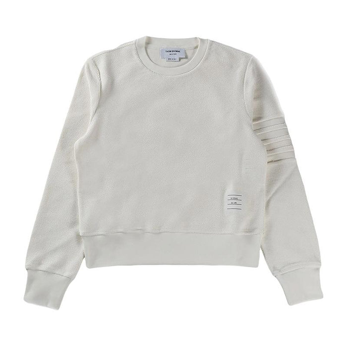 THOM BROWNE 4-Bar Stripe White Sweatshirt Women