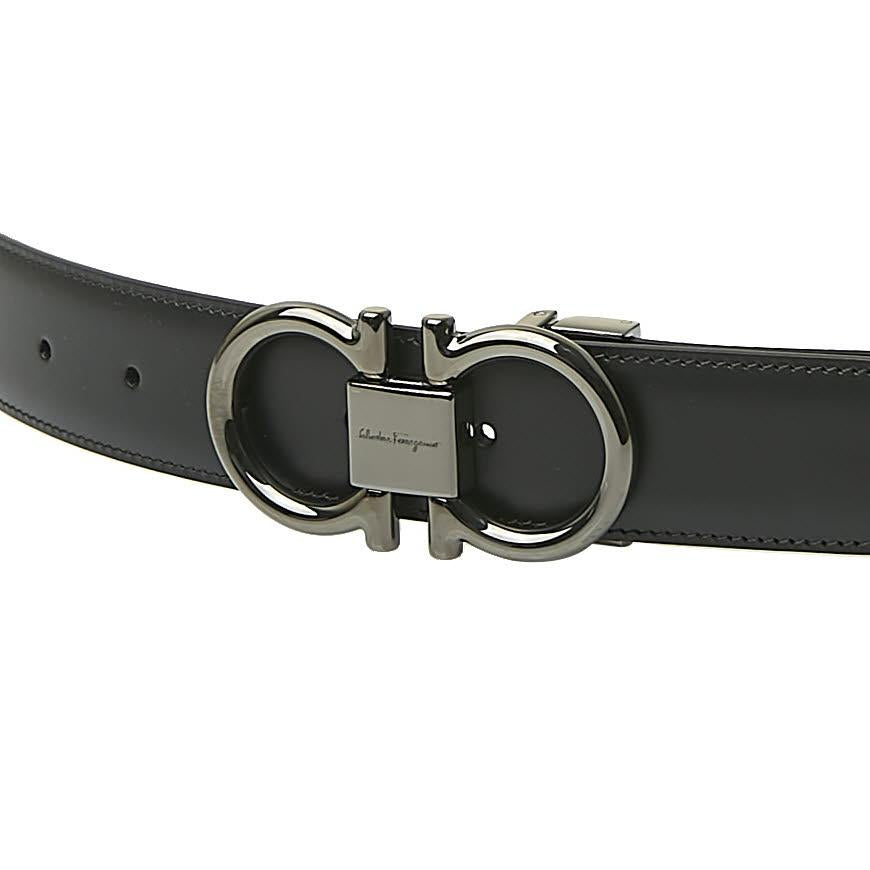 Ferragamo Men’s Adjustable Gancini Leather Belt 67 9938 NERO HICKORY 0694531