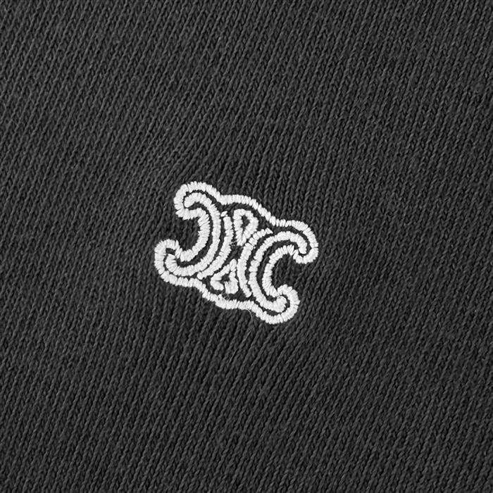CELINE Triomphe Logo Short-Sleeve Cotton Knit Polo Shirt