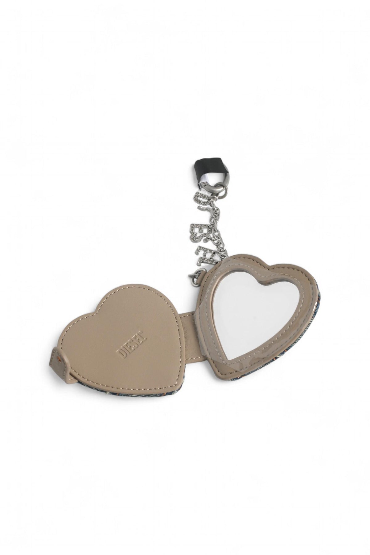 DIESEL Argyle Quilted Denim Mirror Charm Keyring X10211 P5570 HA001
