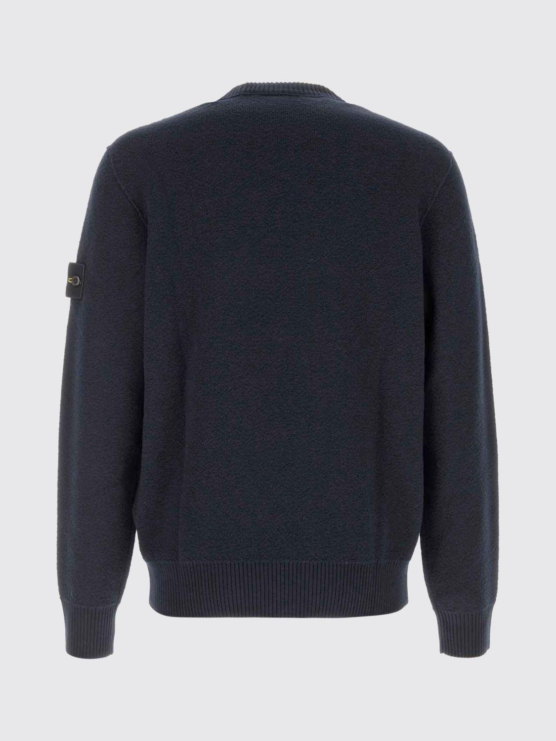 STONE ISLAND Black Wool Crewneck Knit Sweater for Men