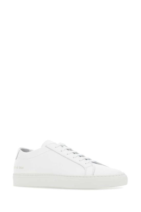 Common Projects All White Leather Achilles Sneakers 15280506 WHITE DOM