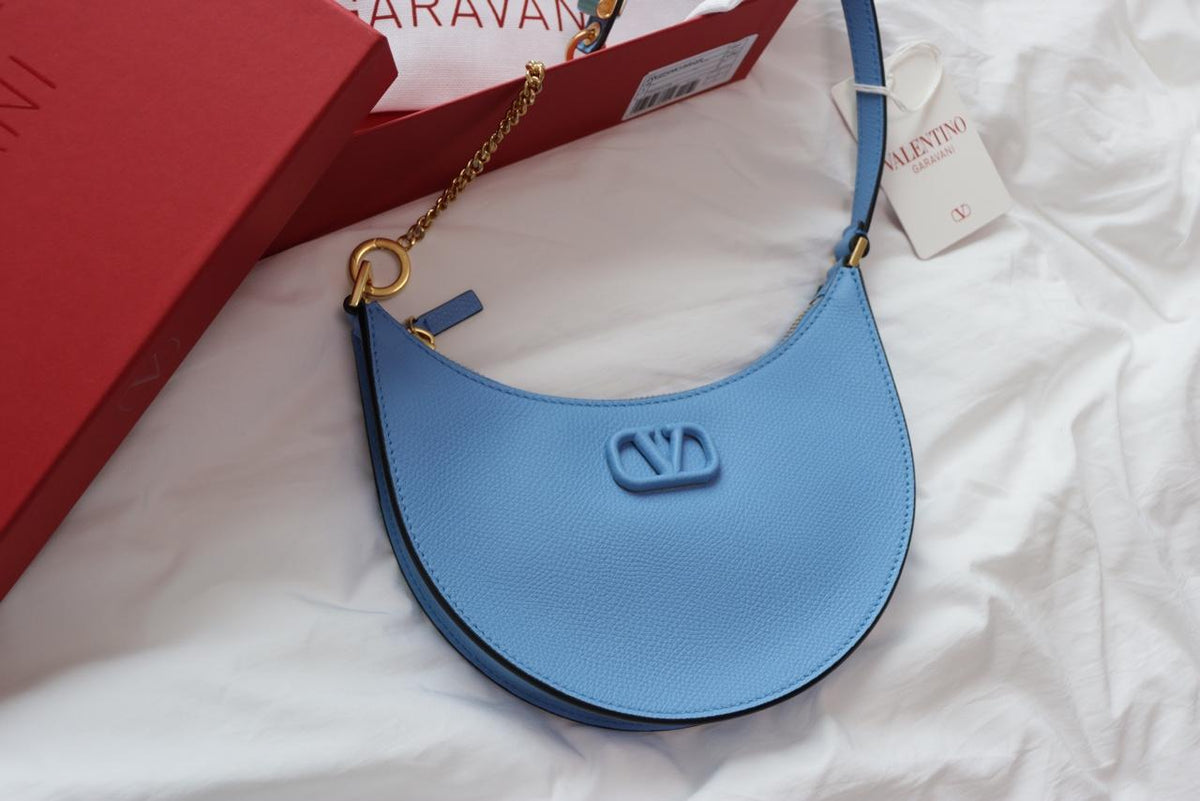 VALENTINO V Logo Mini Leather Shoulder Bag Blue 2W2P0W19 RQR