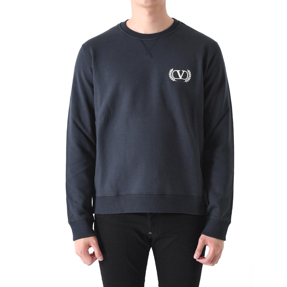 VALENTINO Maison V Logo Embroidered Sweatshirt Navy Unisex