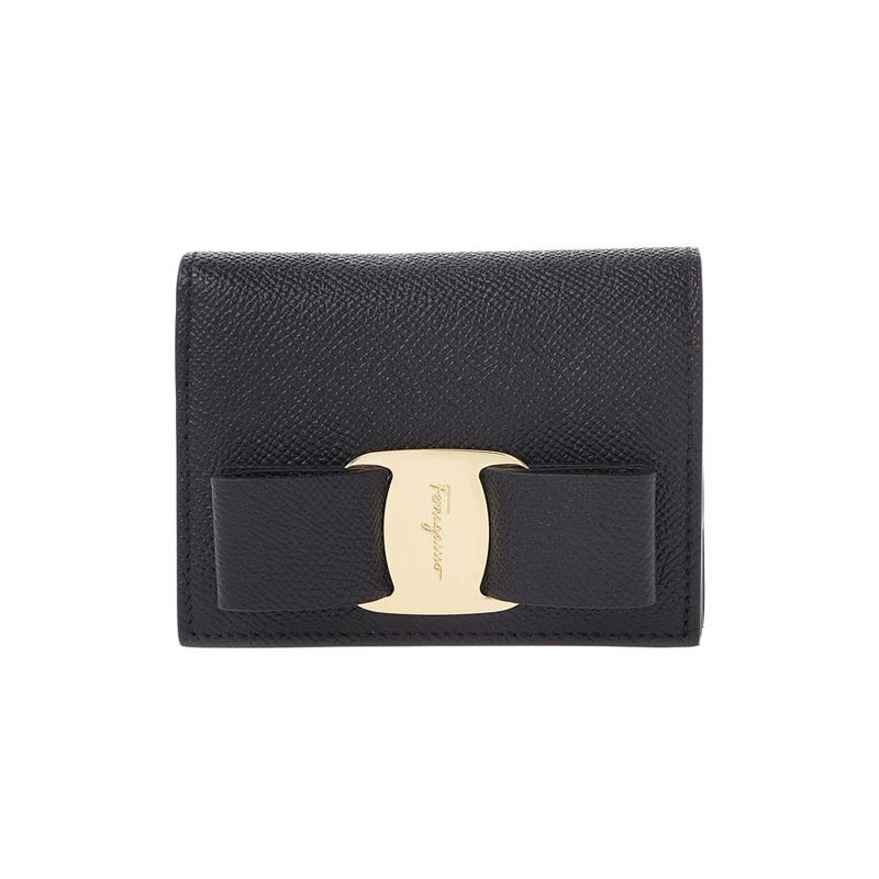 Ferragamo Vara Bifold Coin Wallet Black Leather Women’s
