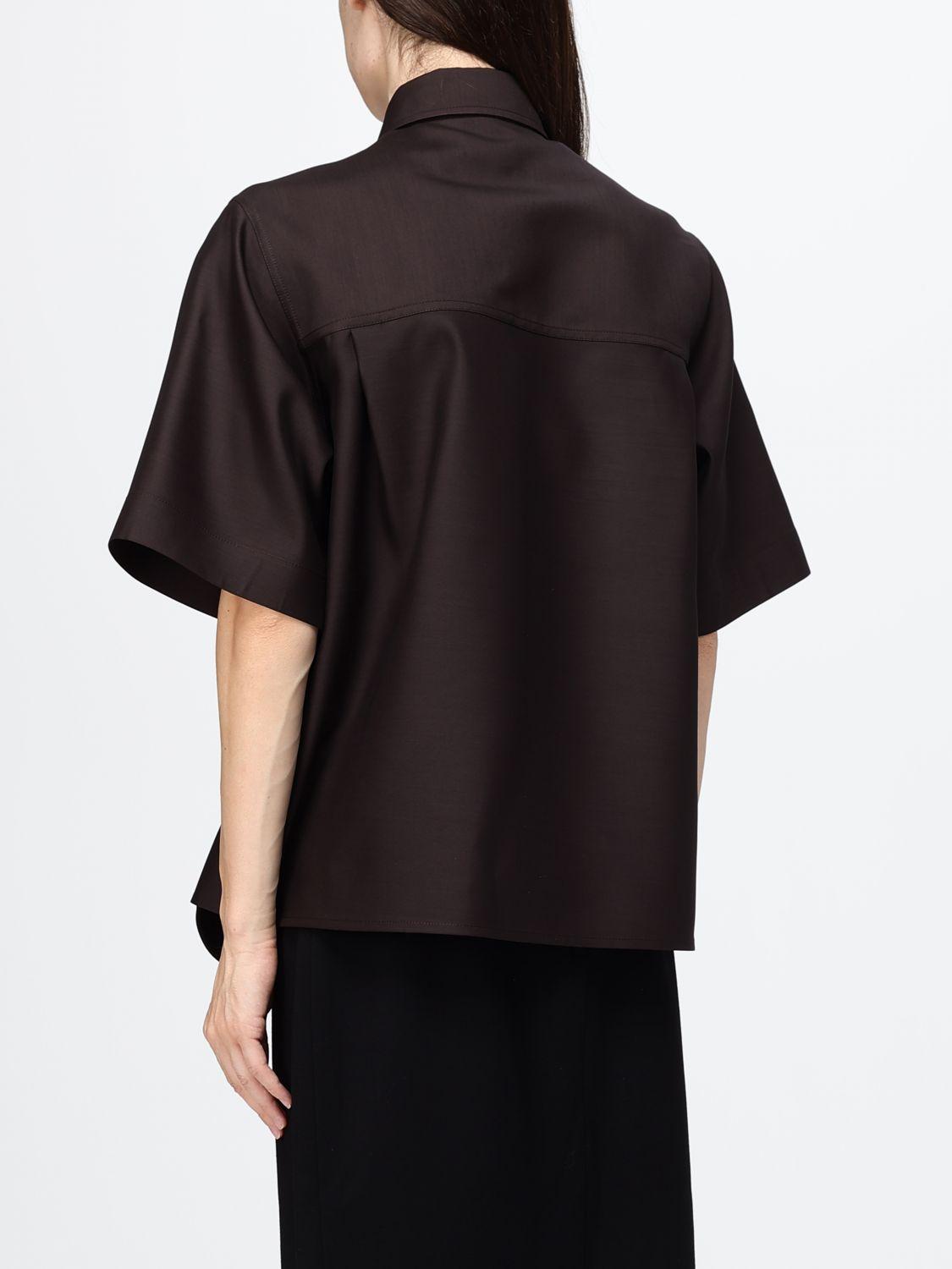 Bottega Veneta Long Sleeve Cotton Shirt Brown Women’s