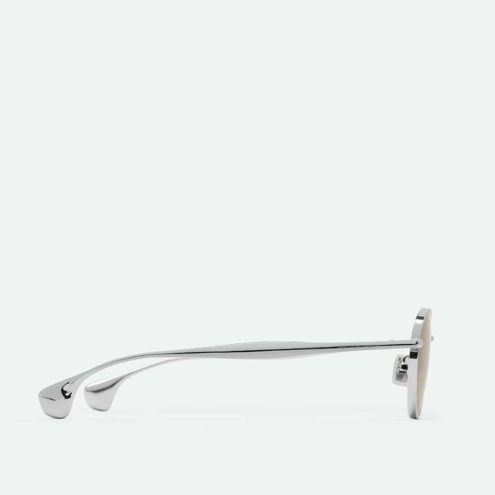 Bottega Veneta Silver Brown Pantos Sunglasses