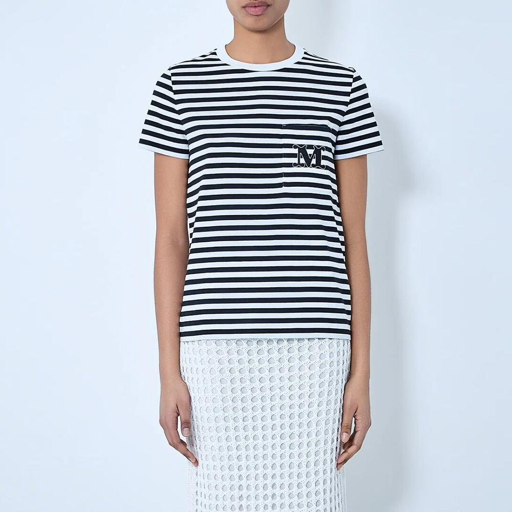 Max Mara Striped Jersey Short Sleeve T-Shirt Black 1941056206 007