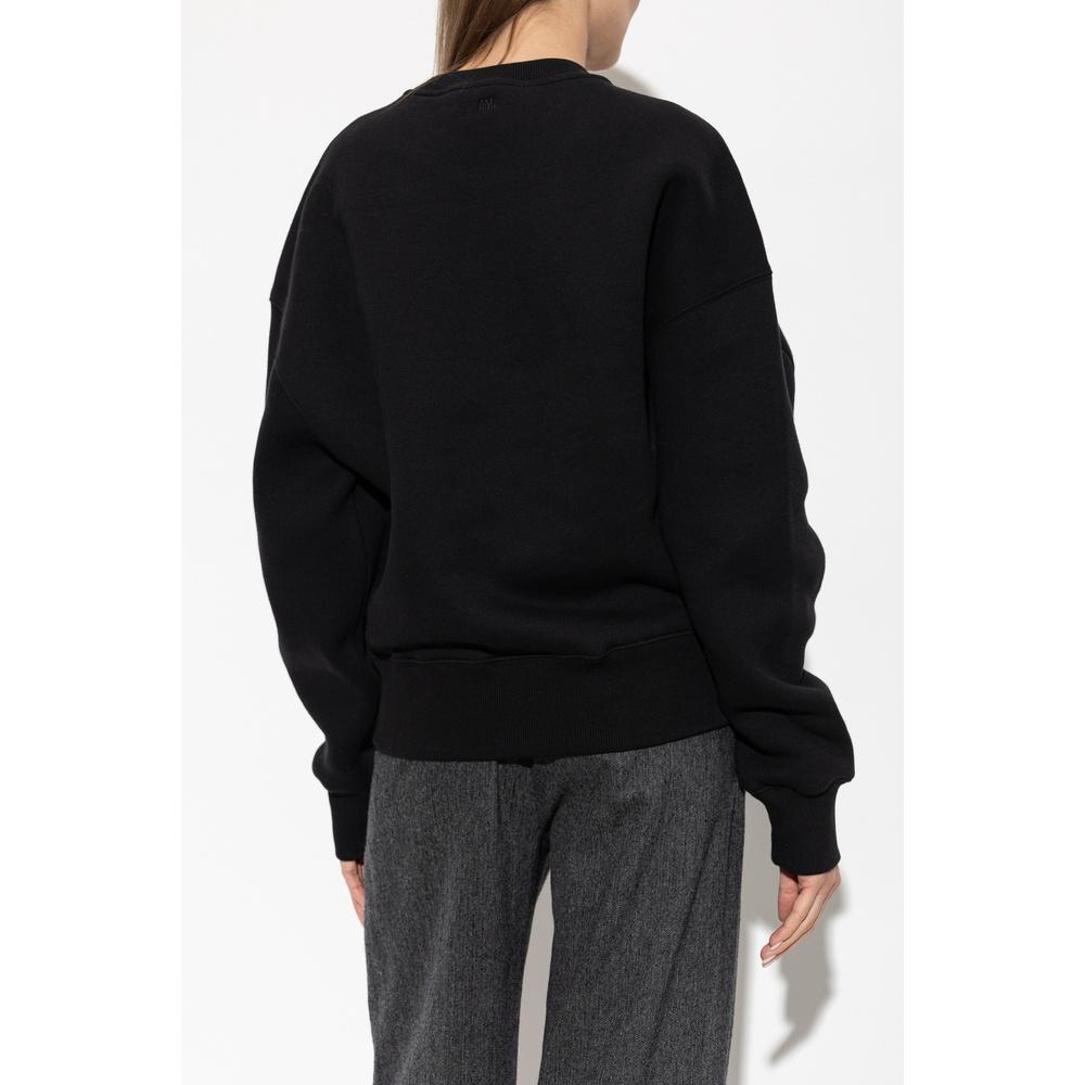 AMI Logo Crewneck Sweatshirt Unisex Black Cotton