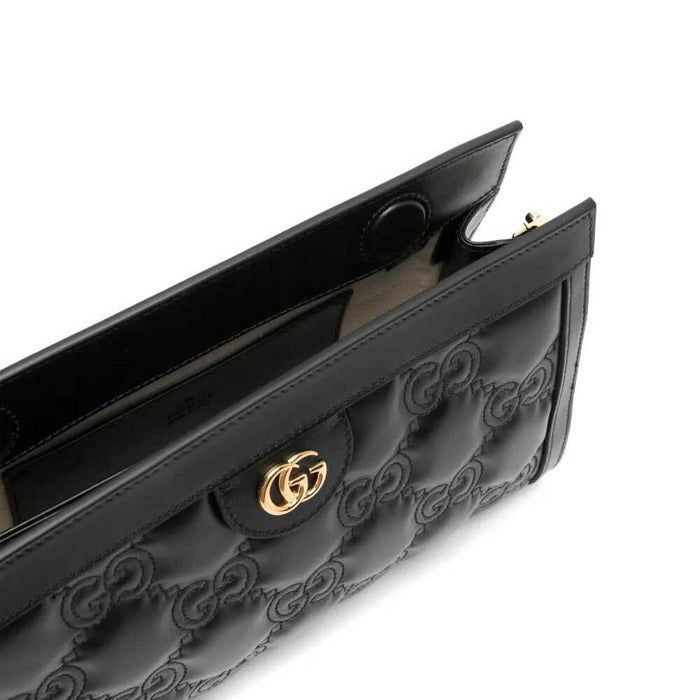 GUCCI GG Marmont Matelassé Small Leather Shoulder Bag Black