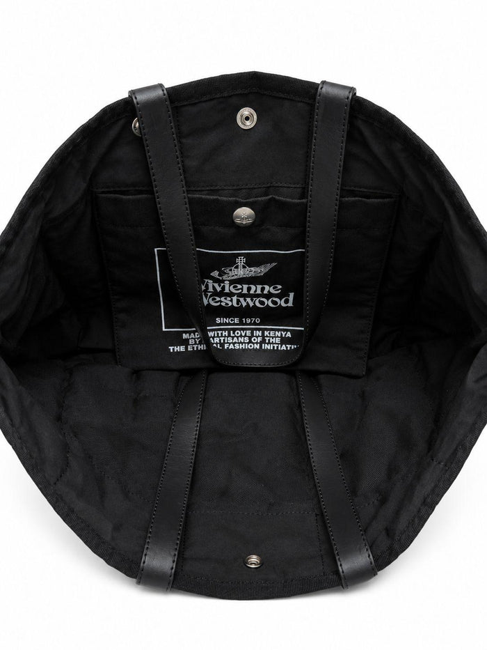 Vivienne Westwood Utility Small Shopper Tote Bag Black Silver Hardware