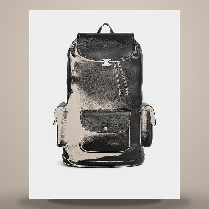 CELINE Soft Triomphe Big Backpack Supple Shiny Lambskin Black L104M2X81 38SI