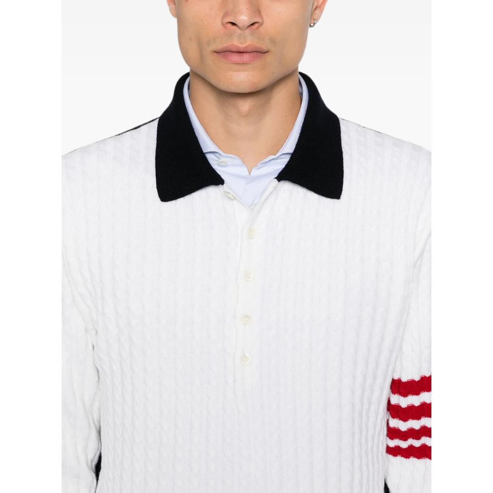 THOM BROWNE Gray Wool Turtleneck Knit Sweater for Men