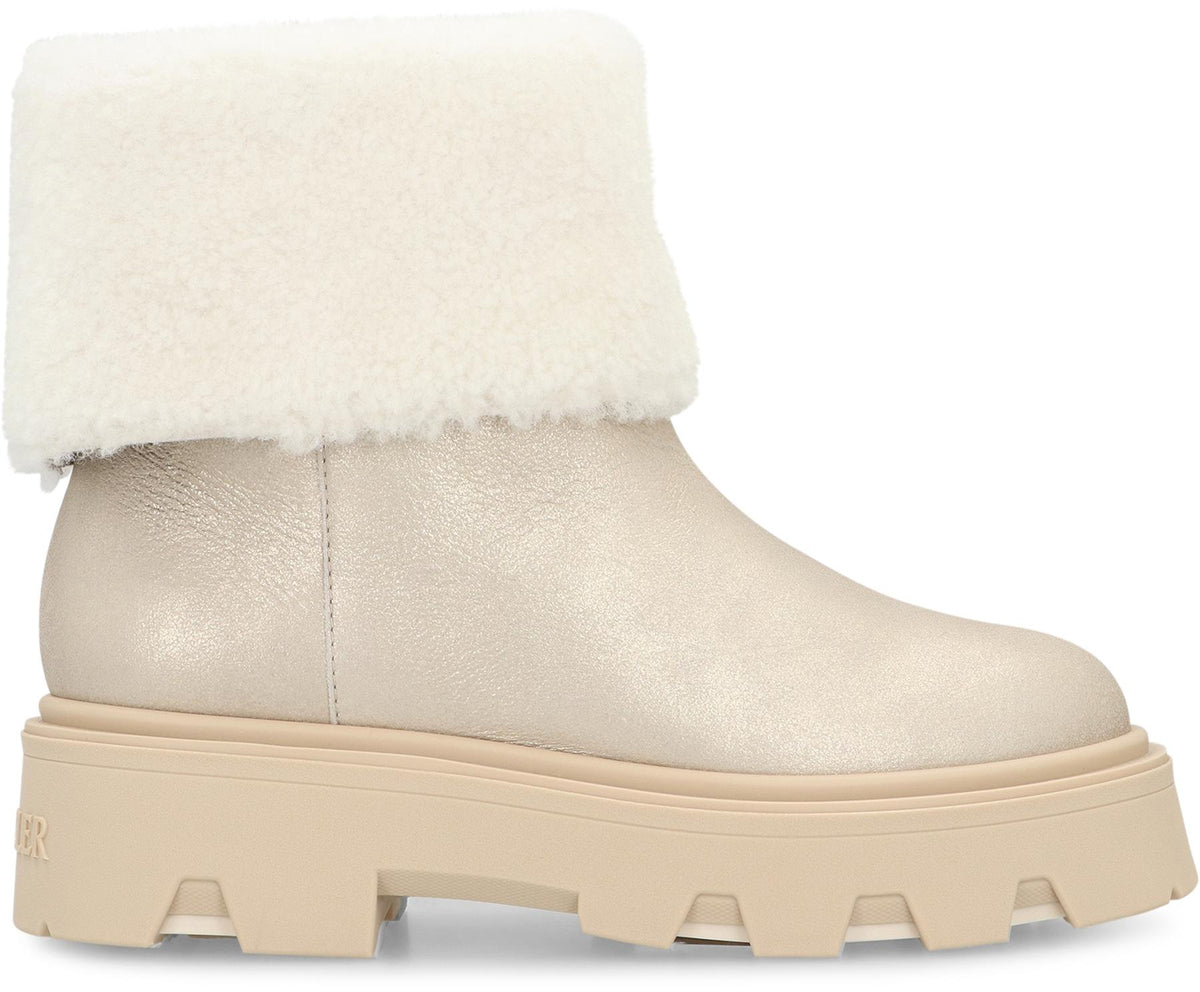 Moncler Black Leather Lace-Up Ankle Boots