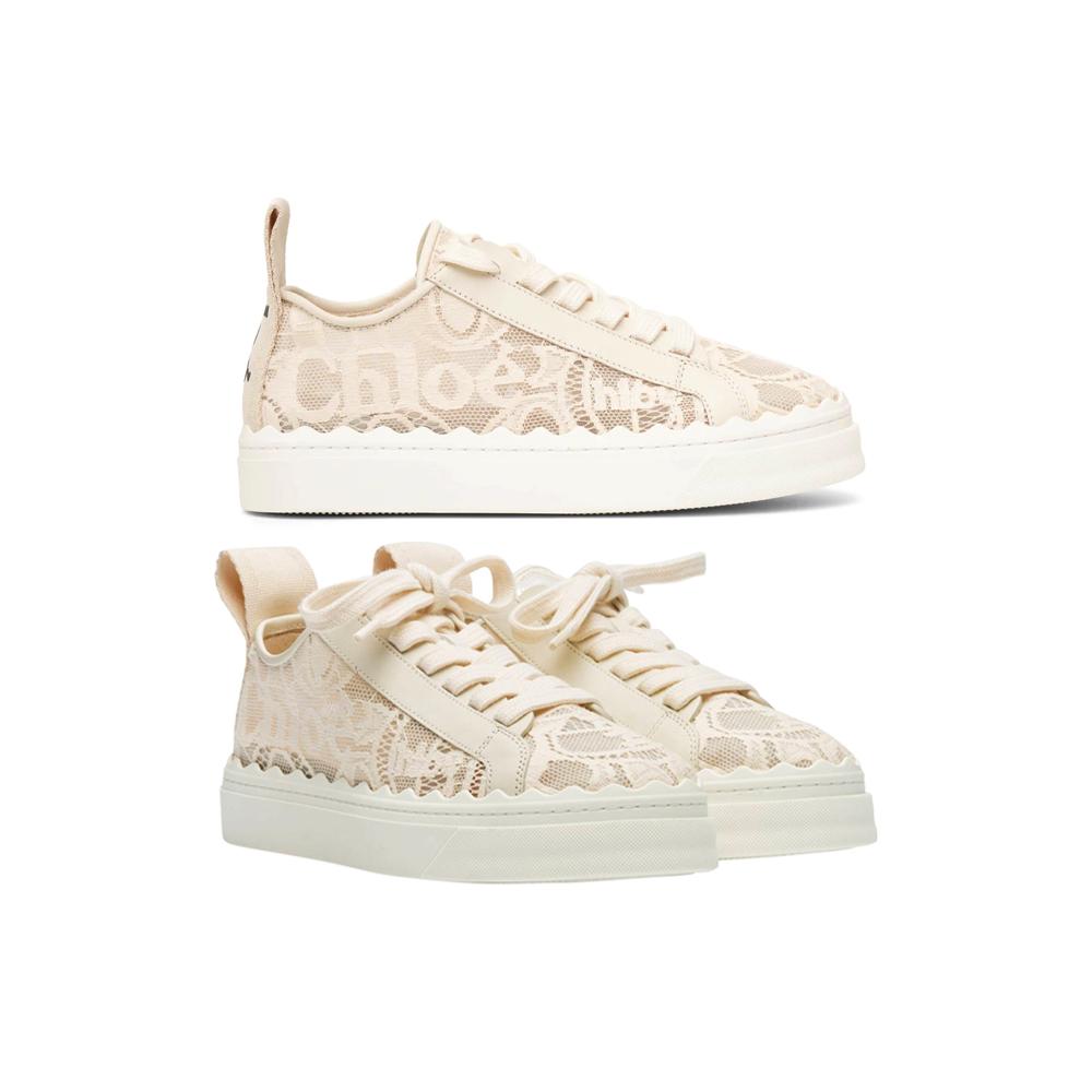 Chloe Lauren Lace Sneakers Mild Beige Low-Top Women’s