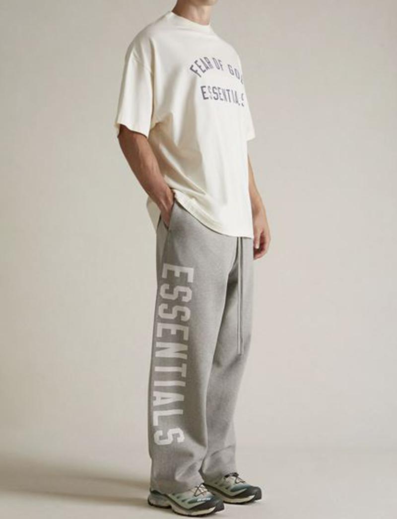 Fear of God Essentials Fleece Big Logo Relaxed Sweatpants Dark Heather Black